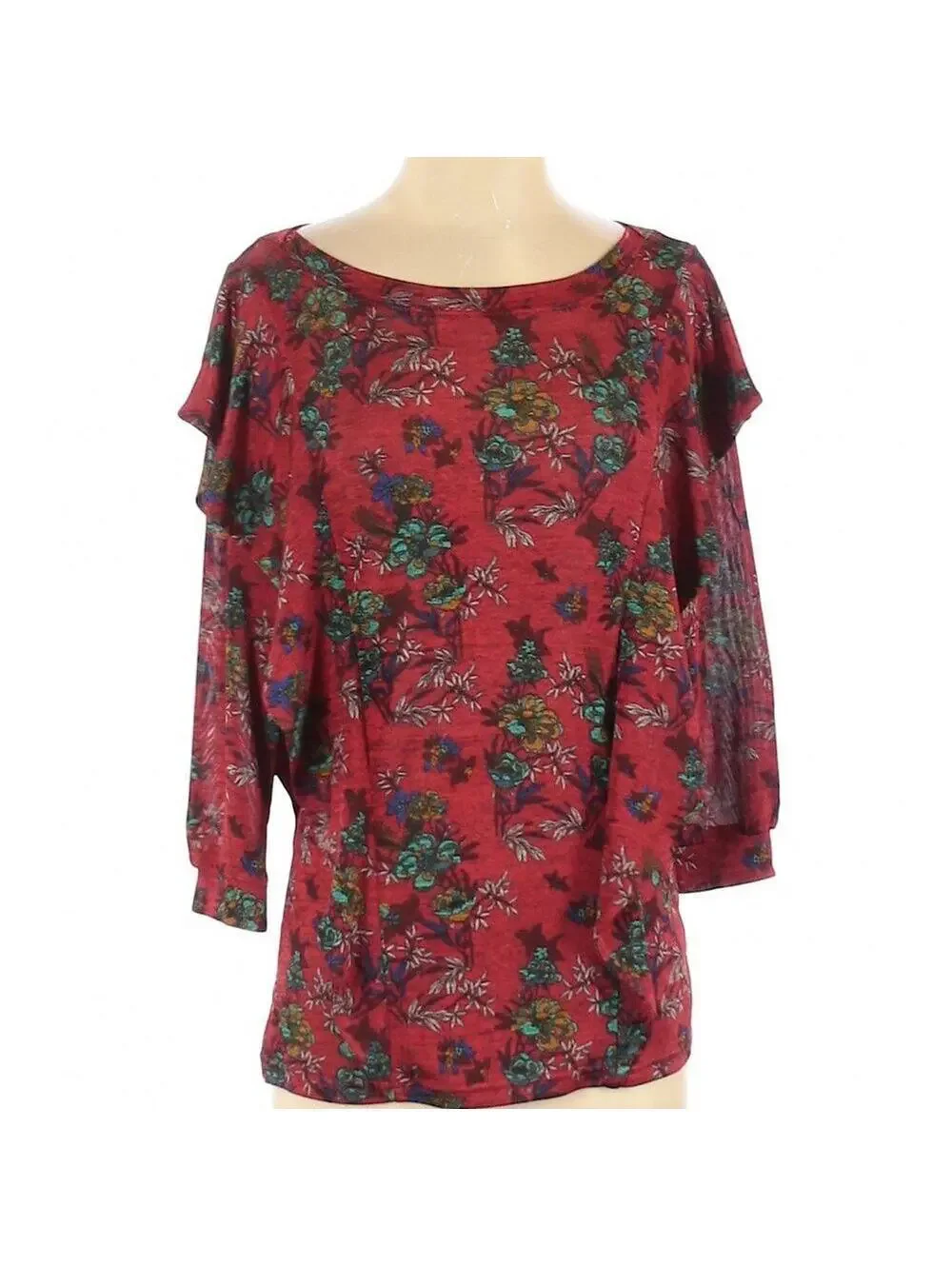 Free People Dock Street Floral Red Ruffle Top Size Small NWOT